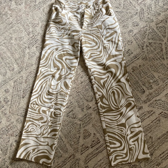 Y2K NWT Marbled Trendy Cute 200s Flare Jean Pants Brown White Medium 26 - Picture 8 of 8